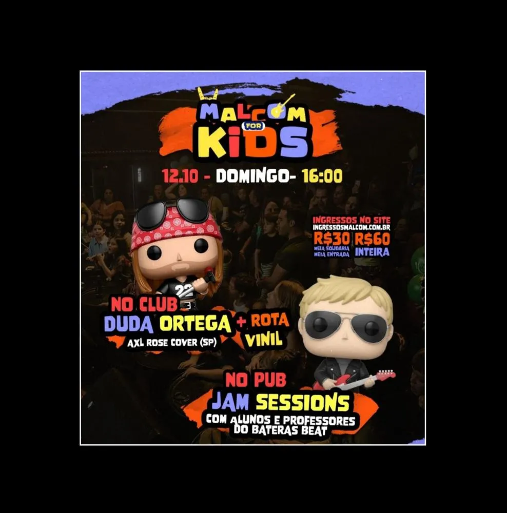 Malcom For Kids celebra o Dia das Crianças com rock, brincadeiras e atrações especiais