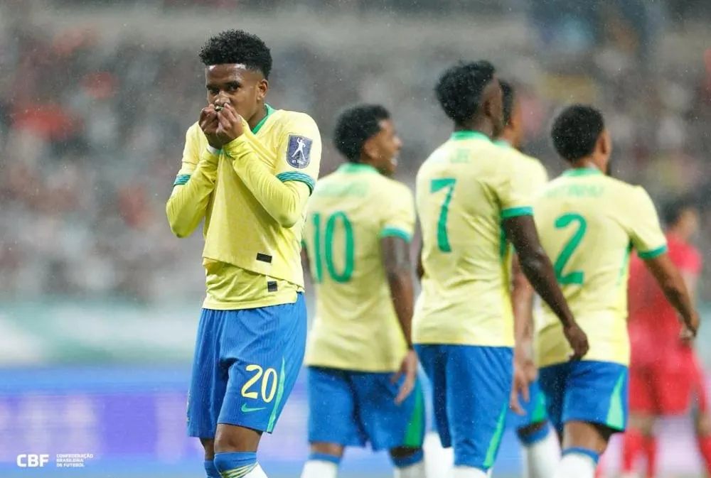 Com show de Estêvão, Brasil goleia Coreia do Sul por 5 a 0