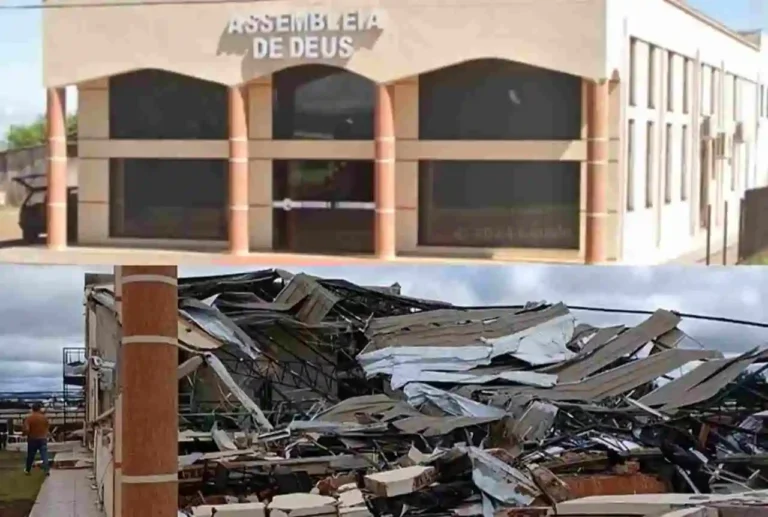 Templo da Assembleia de Deus fica em ruínas após tornado — veja o antes e o depois