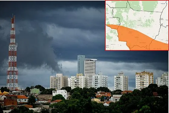 Tempestades intensas: Inmet emite alerta laranja para Cuiabá, Várzea Grande e região Aviso prevê chuva forte, ventos de até 100 km/h e risco de granizo na Baixada Cuiabana