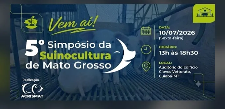Cuiabá recebe hoje, sexta-feira, 10 de julho, o 5º Simpósio da Suinocultura de MT 